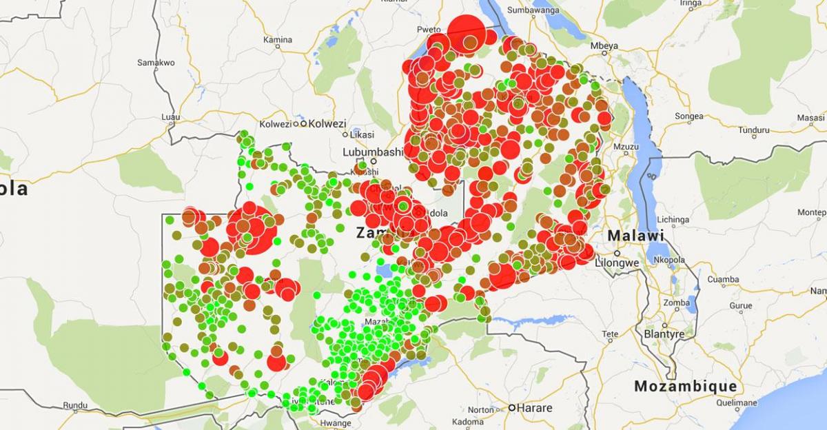 Karta över Zambia malaria