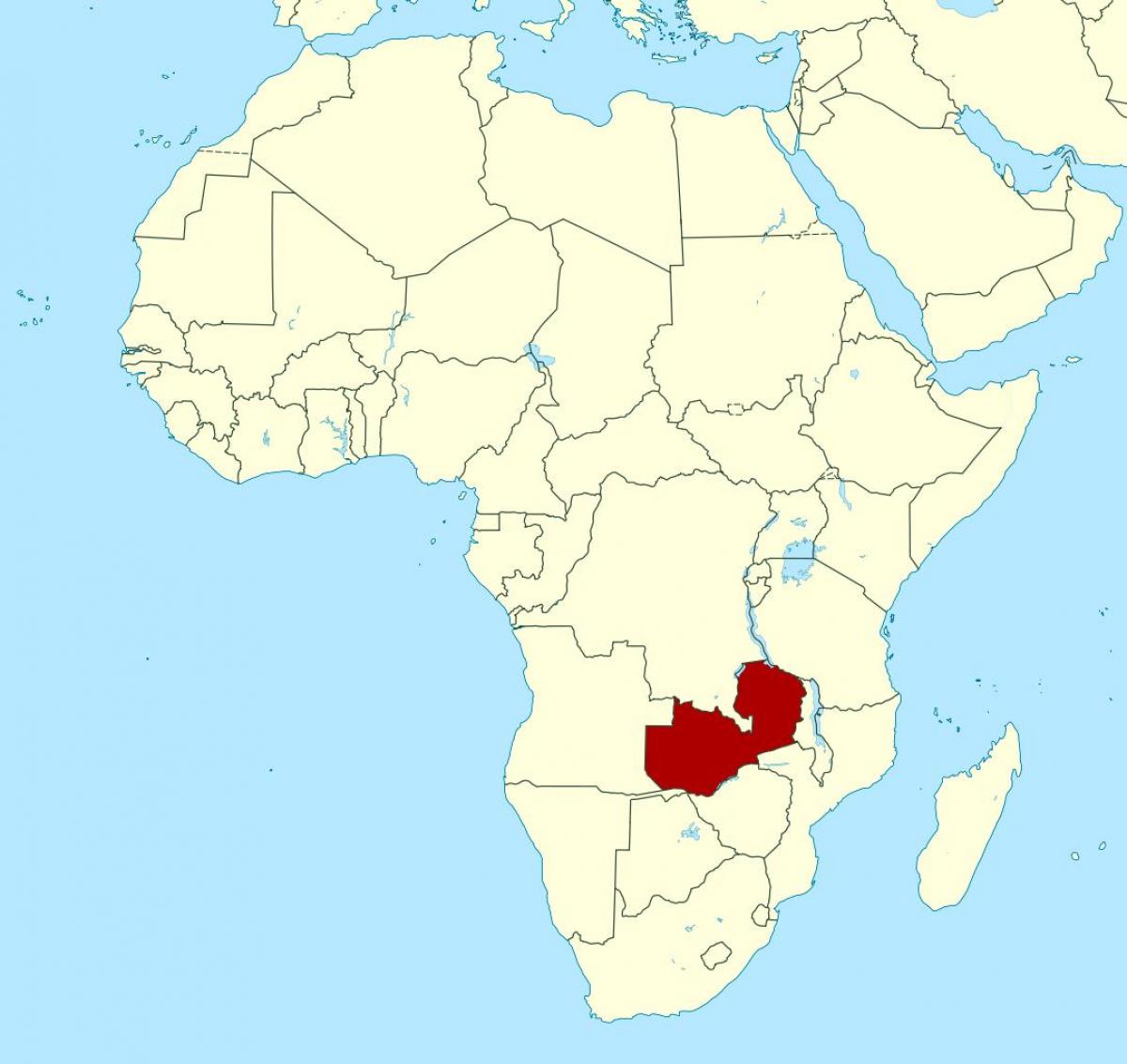 Karta över Zambia plats på världen