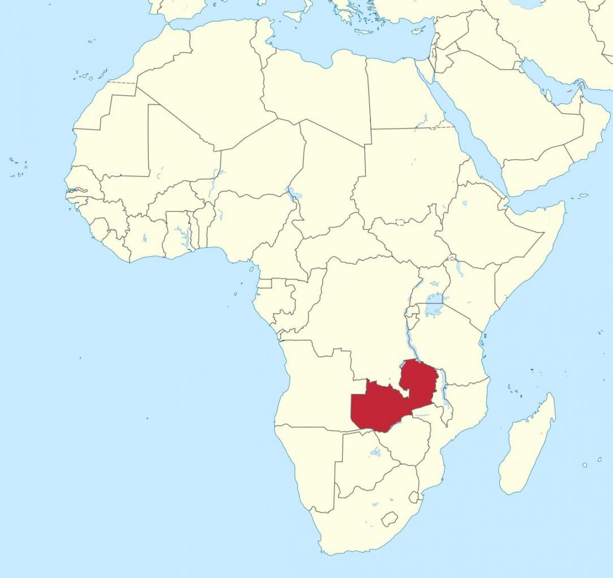 karta över afrika visar Zambia