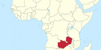 Karta över afrika visar Zambia